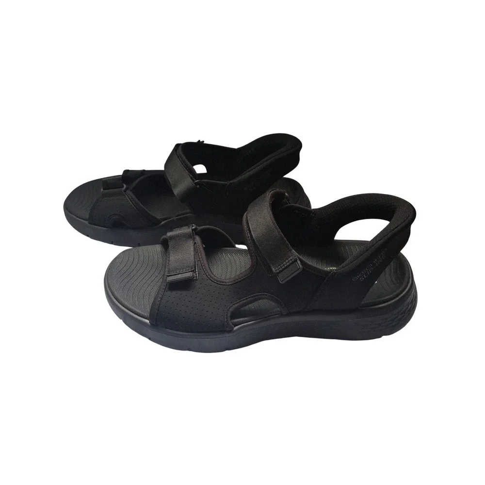 Skechers Hands Free Slip-ins GO WALK 6 Men Black Sport Sandals 229210 BKLM Sz 9